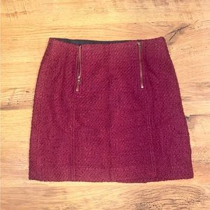 LOFT petites double zipper mini skirt tweed style high waist